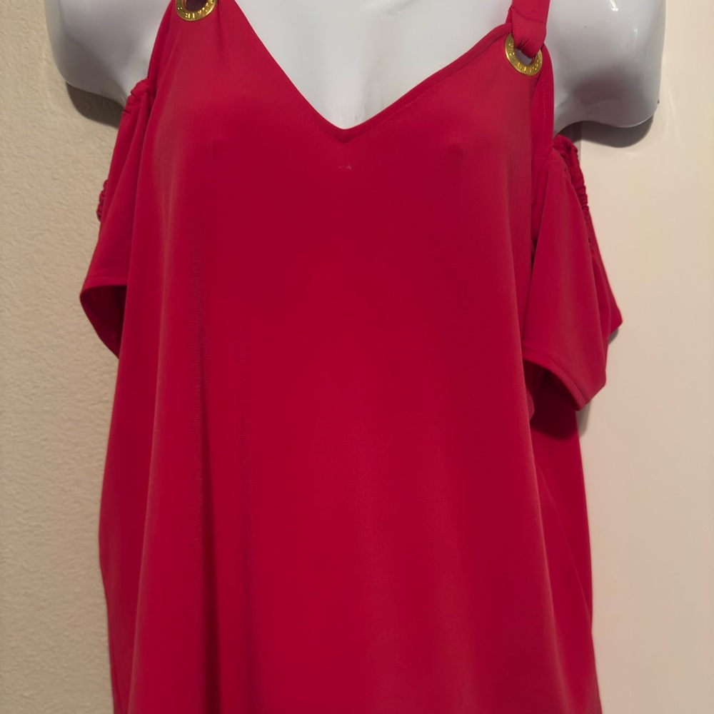 Michael Kors dark rose pink cold shoulder top